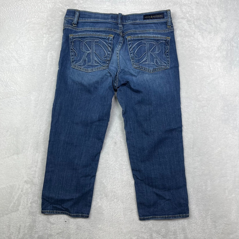Rock & Republic Roskilde Cropped Jeans Women's 8 Blue Denim Classic - 28X18 - Picture 2 of 14